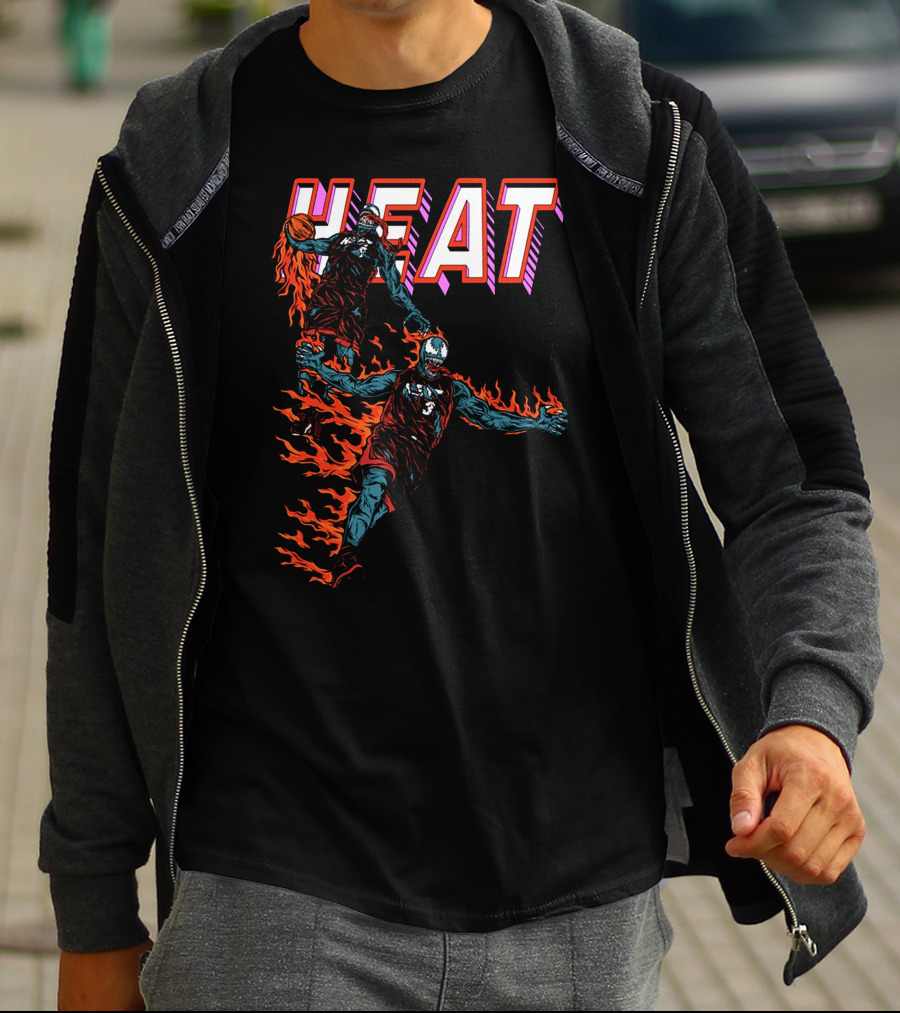 Heat Antimerch Basketball Flame Dunk Players T-Shirt