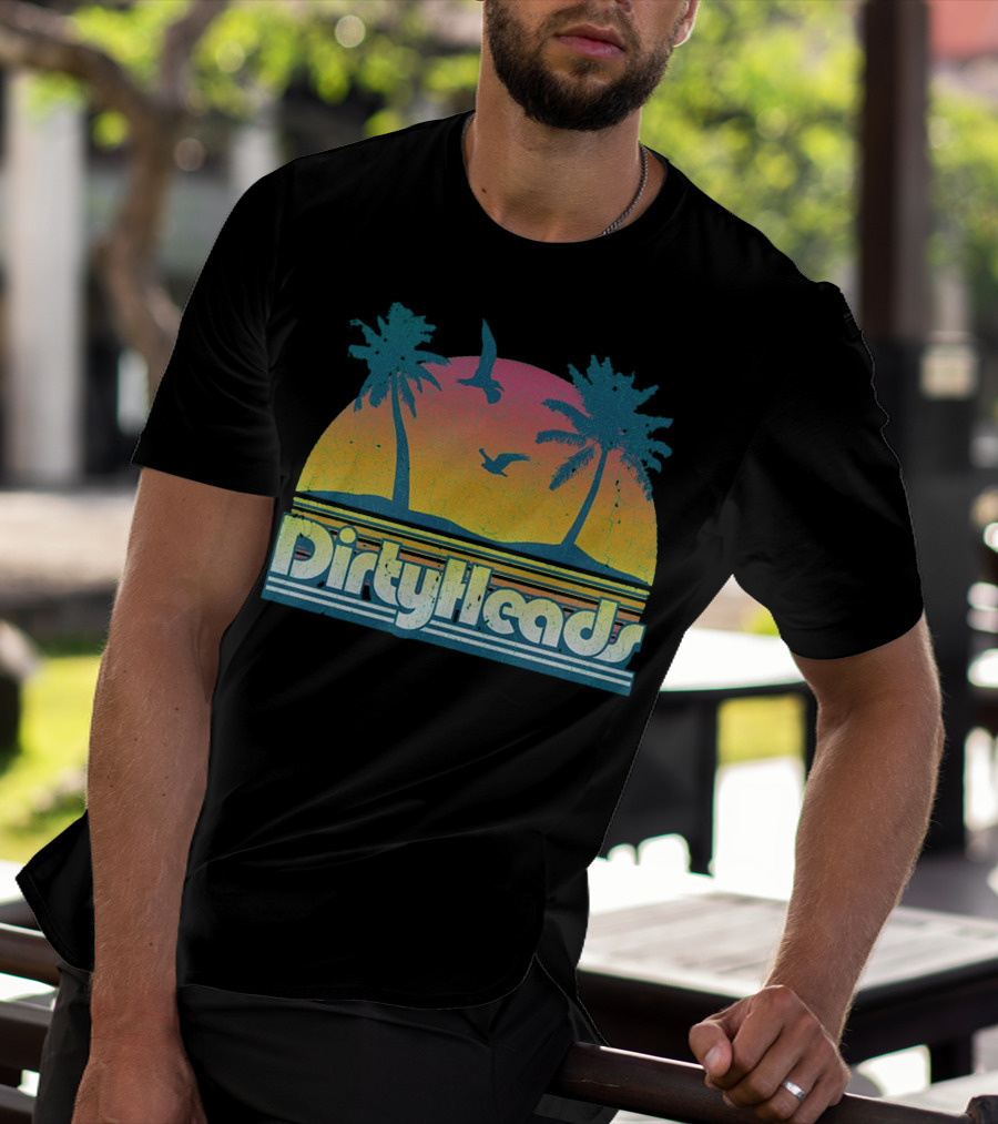 Dirty Heads Sunset Palm Trees And Birds T-Shirt