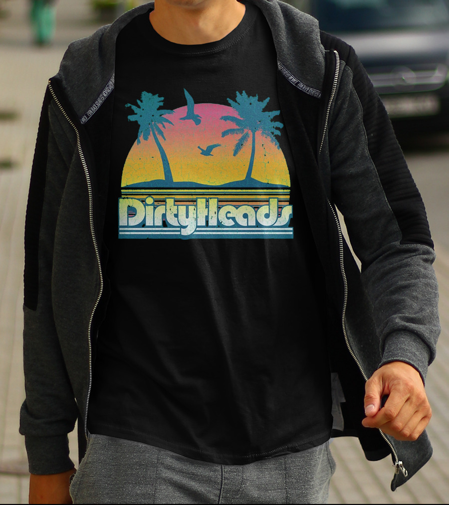 Dirty Heads Sunset Palm Trees And Birds T-Shirt
