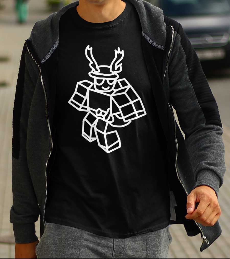 Nikilis Roblox Character Drawing With Antlers And Smile T-Shirt