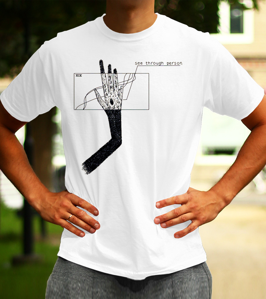 See Through Person Hand Illustration With Void Design And Abstract Lines T-Shirt