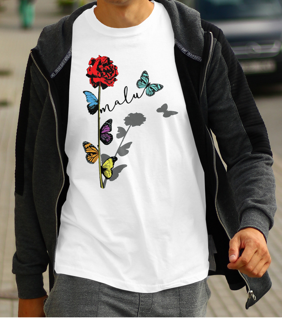 Malu Red Rose Butterflies T-Shirt