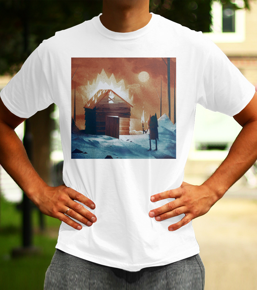 Galleons Merch Cabin Under Twilight With Frozen Forest And Firelight T-Shirt