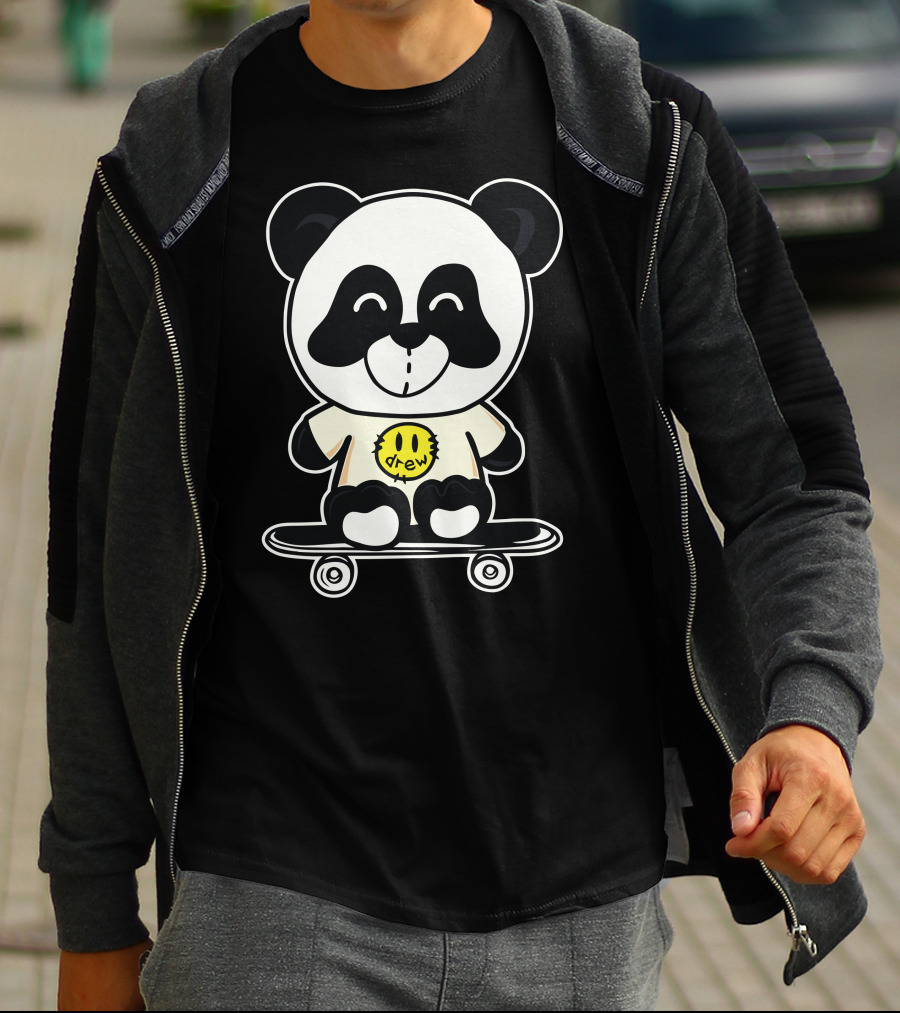 Drew House Panda Bear On Skateboard T-Shirt