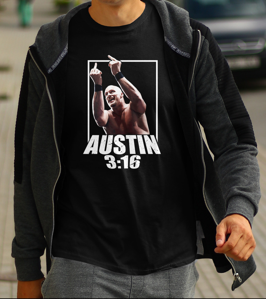 Austin 3:16 Middle Finger Gesture Iconic Wrestling Moment T-Shirt