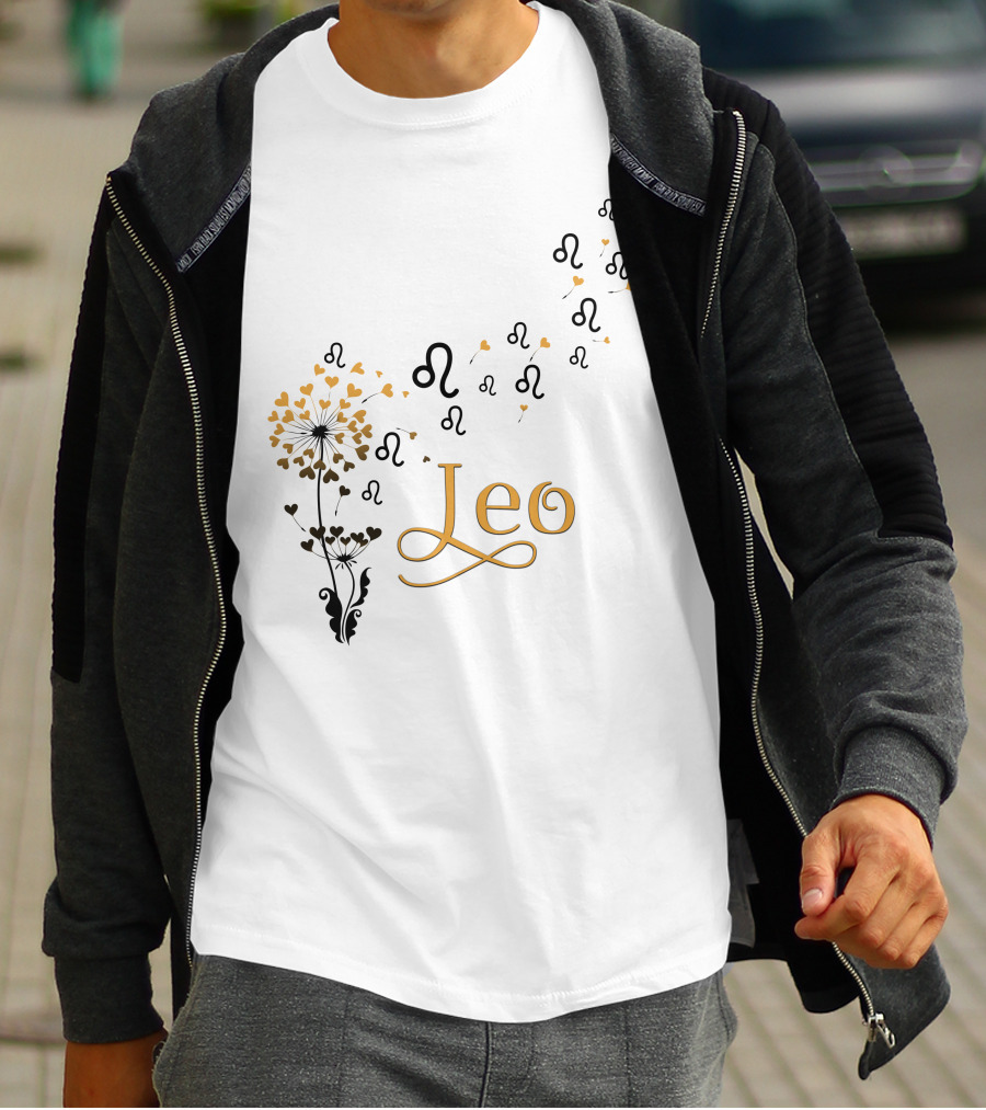 Leo Zodiac Symbol Dandelion Blossoms T-Shirt