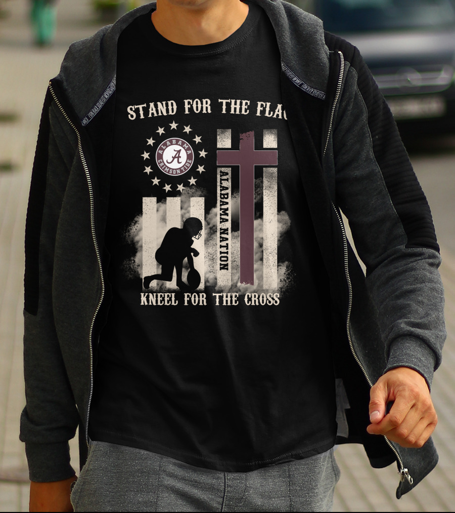 Stand For The Flag Kneel For The Cross Alabama Nation Crimson Tide T-Shirt