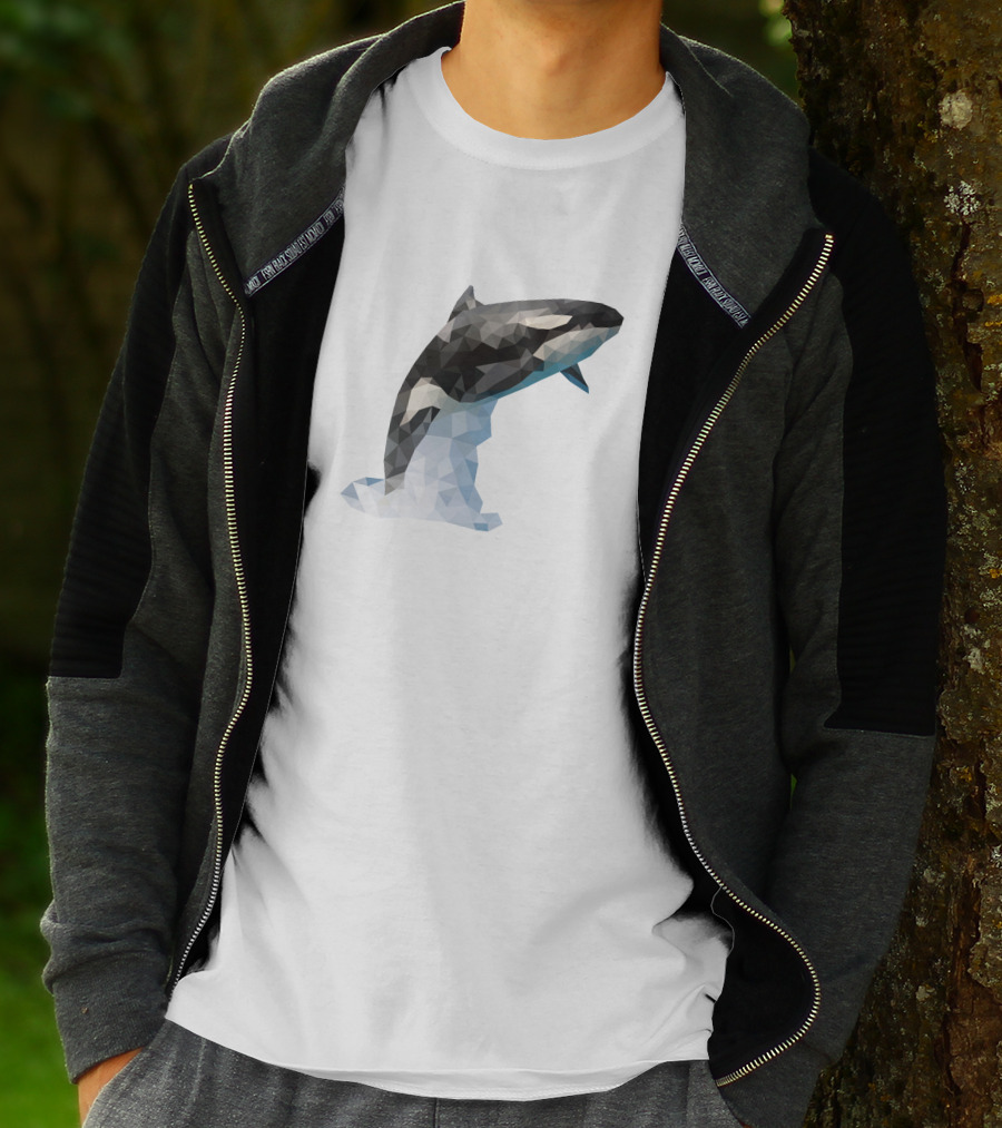 Dophil Jump Geometric Dolphin In Mid-Leap T-Shirt