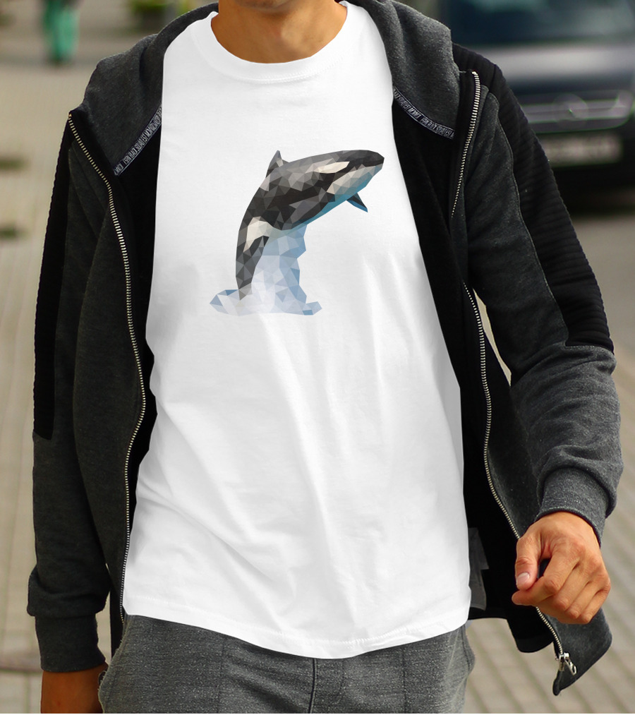 Dophil Jump Geometric Dolphin In Mid-Leap T-Shirt