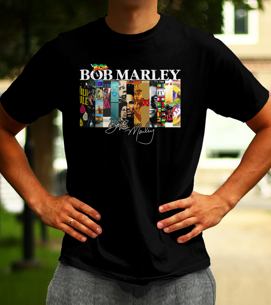 Bob Marley Album Covers Collage Signature T-Shirt