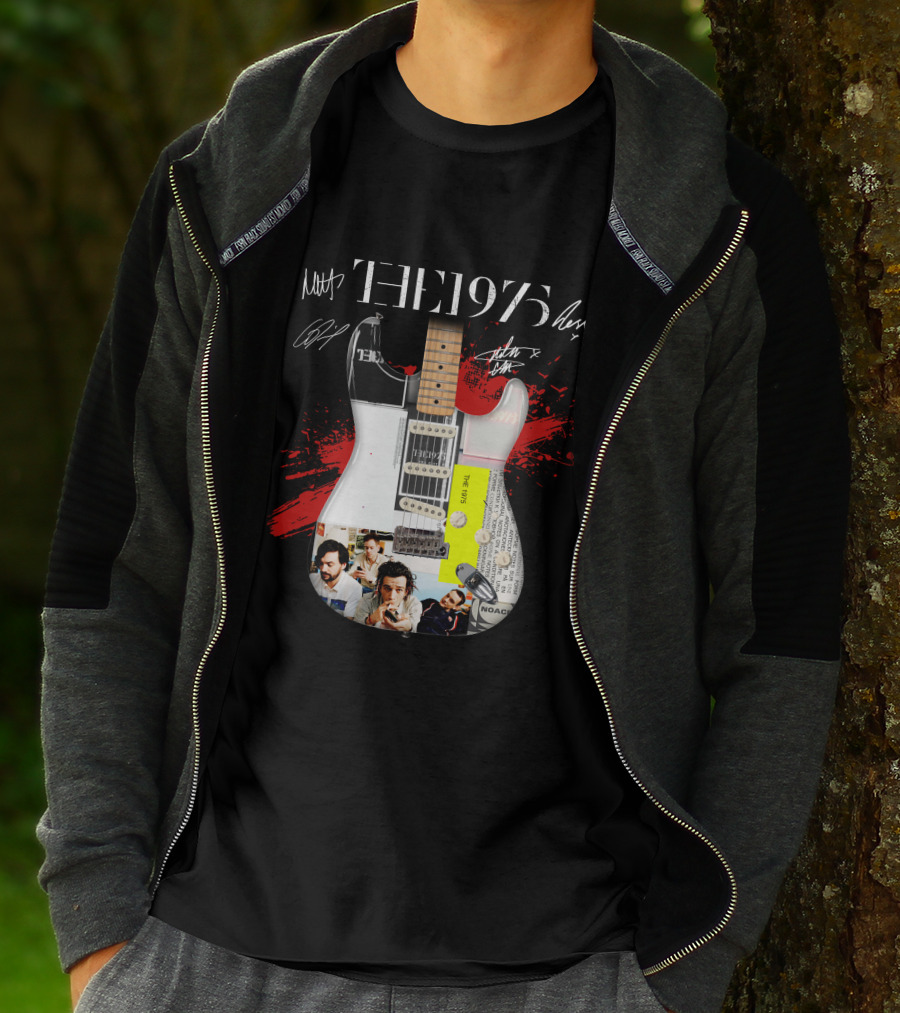 The 1975 Signed Guitar Collage Album T-Shirt