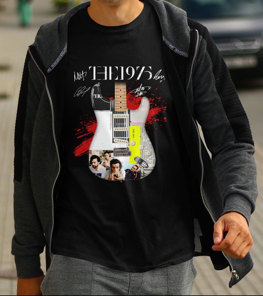 The 1975 Signed Guitar Collage Album T-Shirt