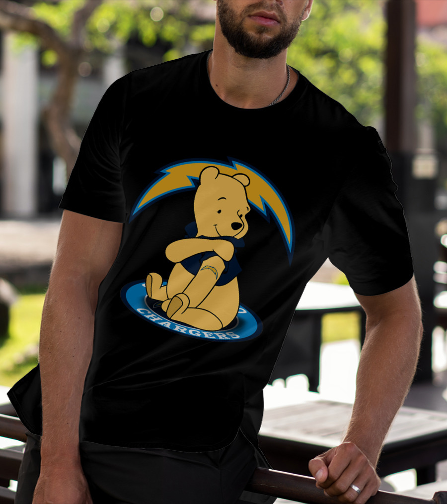 Pooh Chargers Crossover With NFL Lightning T-Shirt
