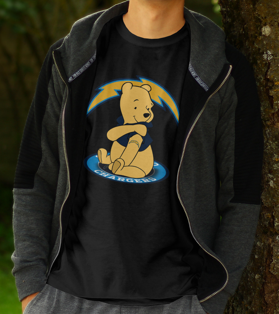 Pooh Chargers Crossover With NFL Lightning T-Shirt