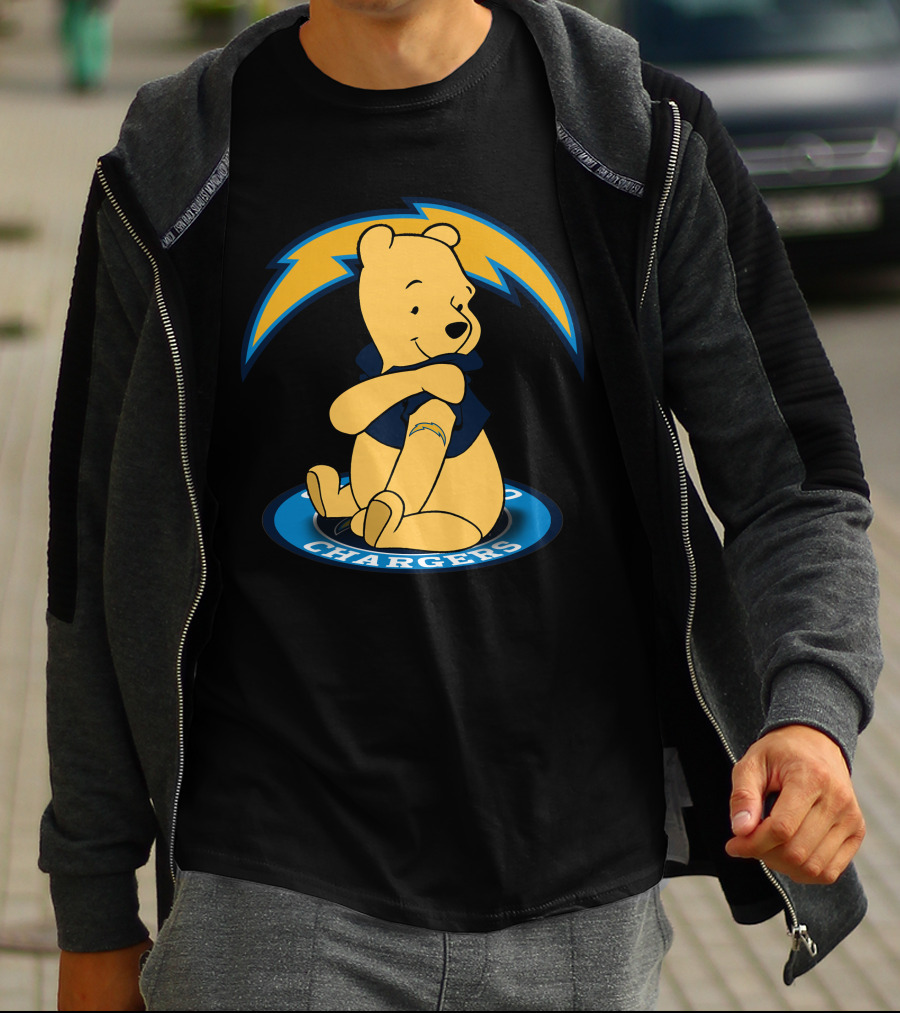 Pooh Chargers Crossover With NFL Lightning T-Shirt