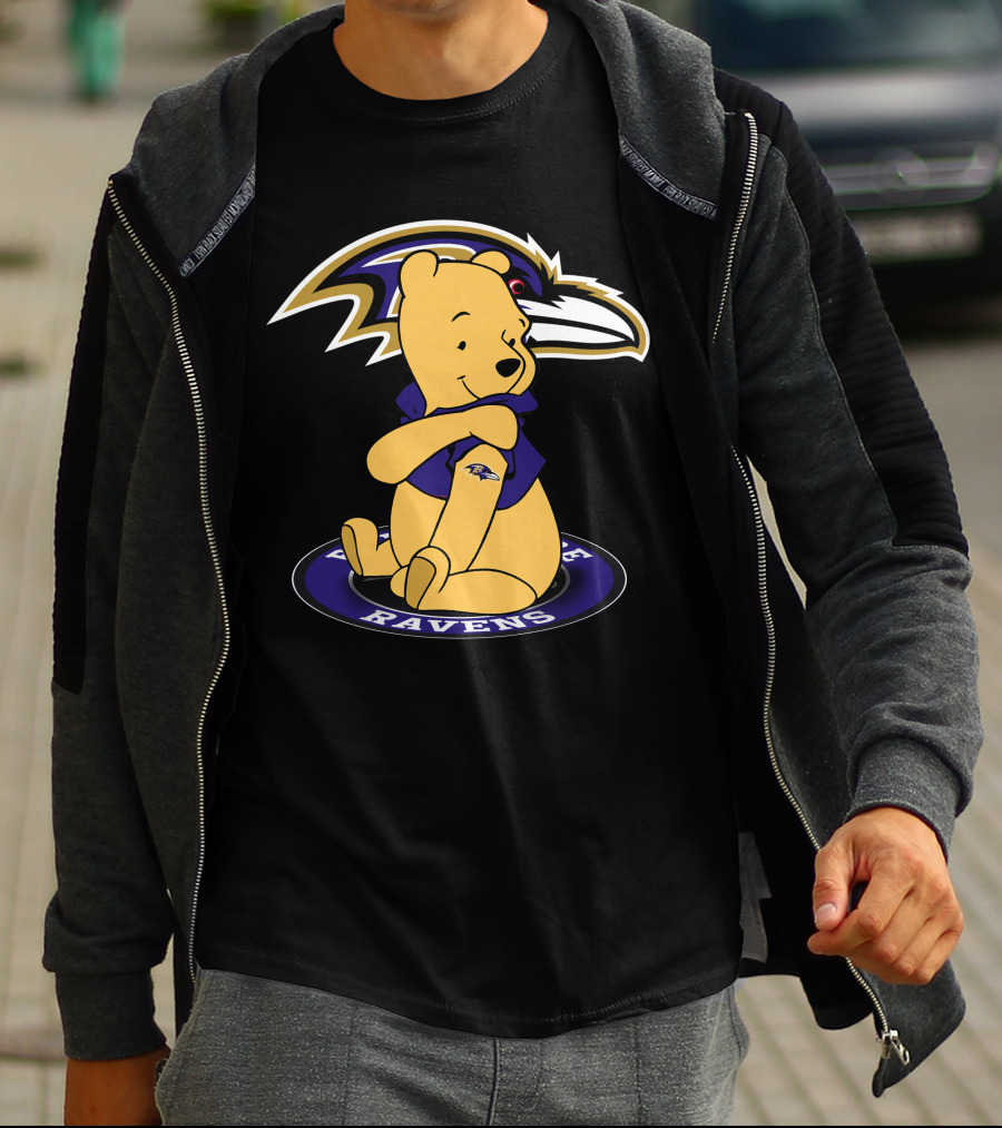Winnie Pooh Baltimore Ravens Crossover T-Shirt