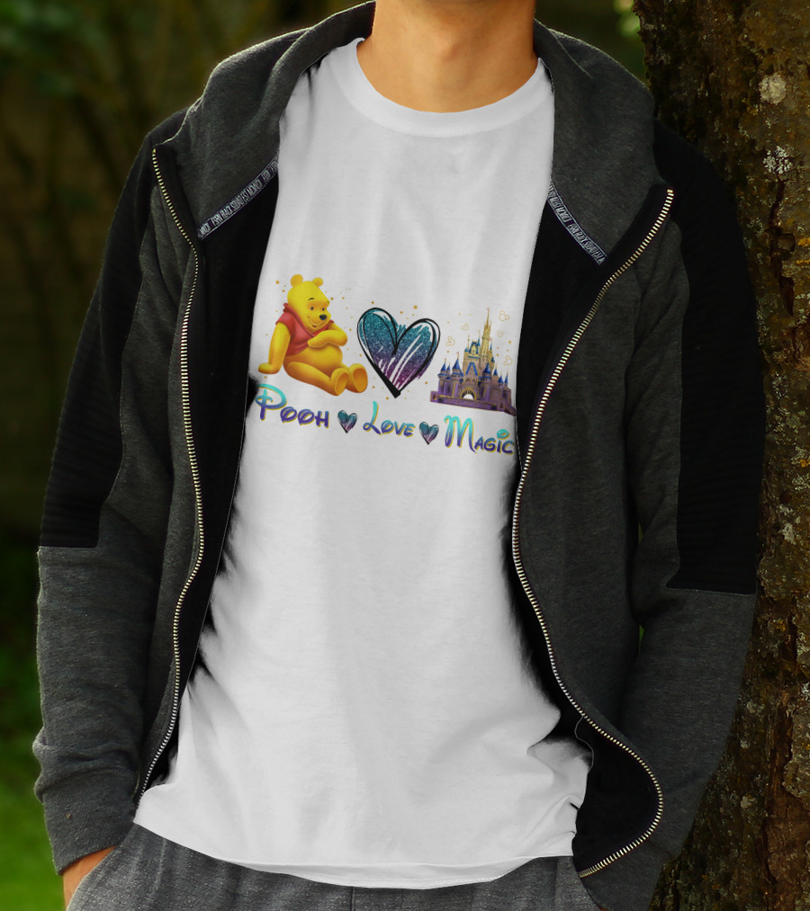 Pooh Love Magic Heart Castle Fantasy T-Shirt