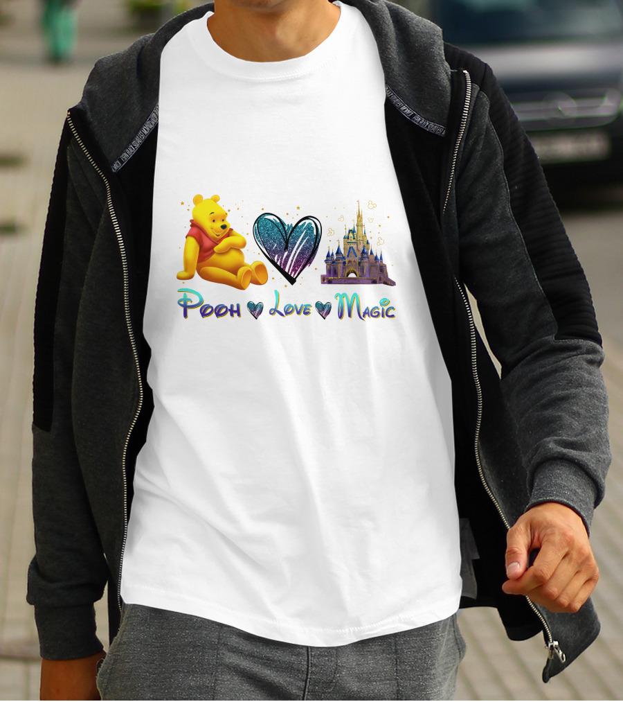 Pooh Love Magic Heart Castle Fantasy T-Shirt