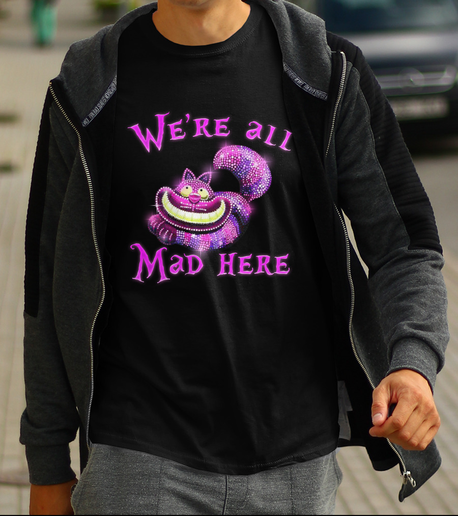 We're All Mad Here Cheshire Cat Crystal T-Shirt