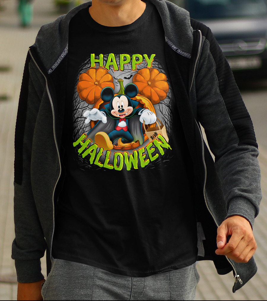 Happy Halloween Mickey Pumpkin Trick-or-Treating T-Shirt