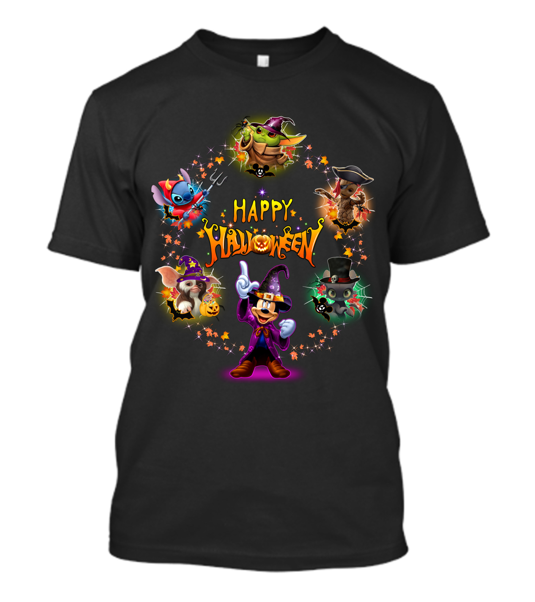 Happy Halloween Baby Yoda Friends Disney Characters T-Shirt
