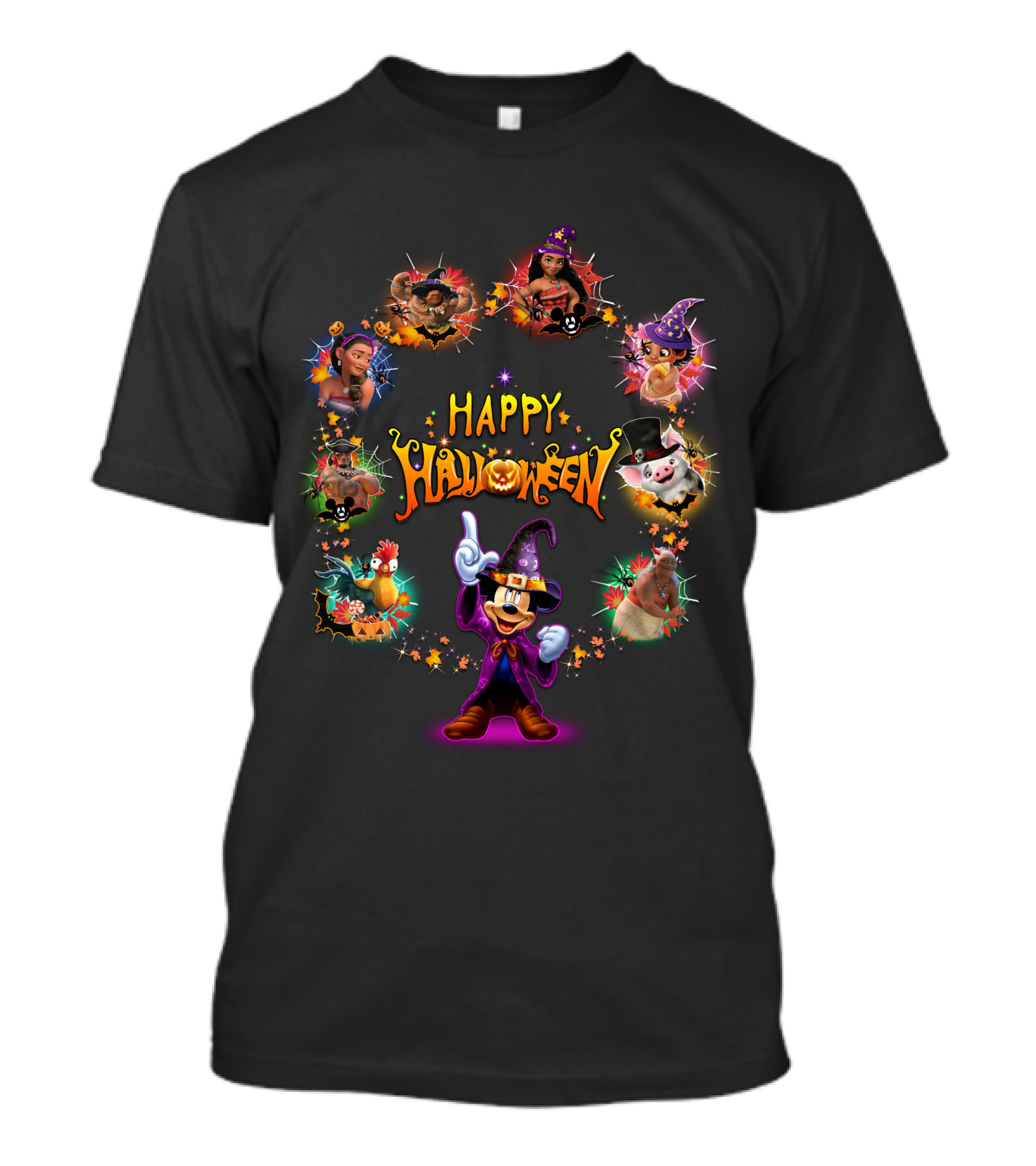 Happy Halloween Moana Disney Characters Mickey Mouse T-Shirt