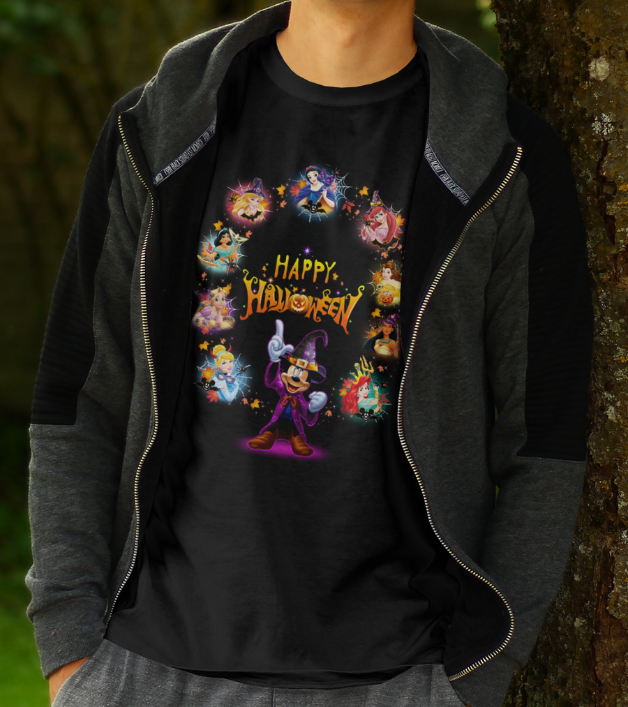 Happy Halloween Disney Princesses Mickey Halloween T-Shirt