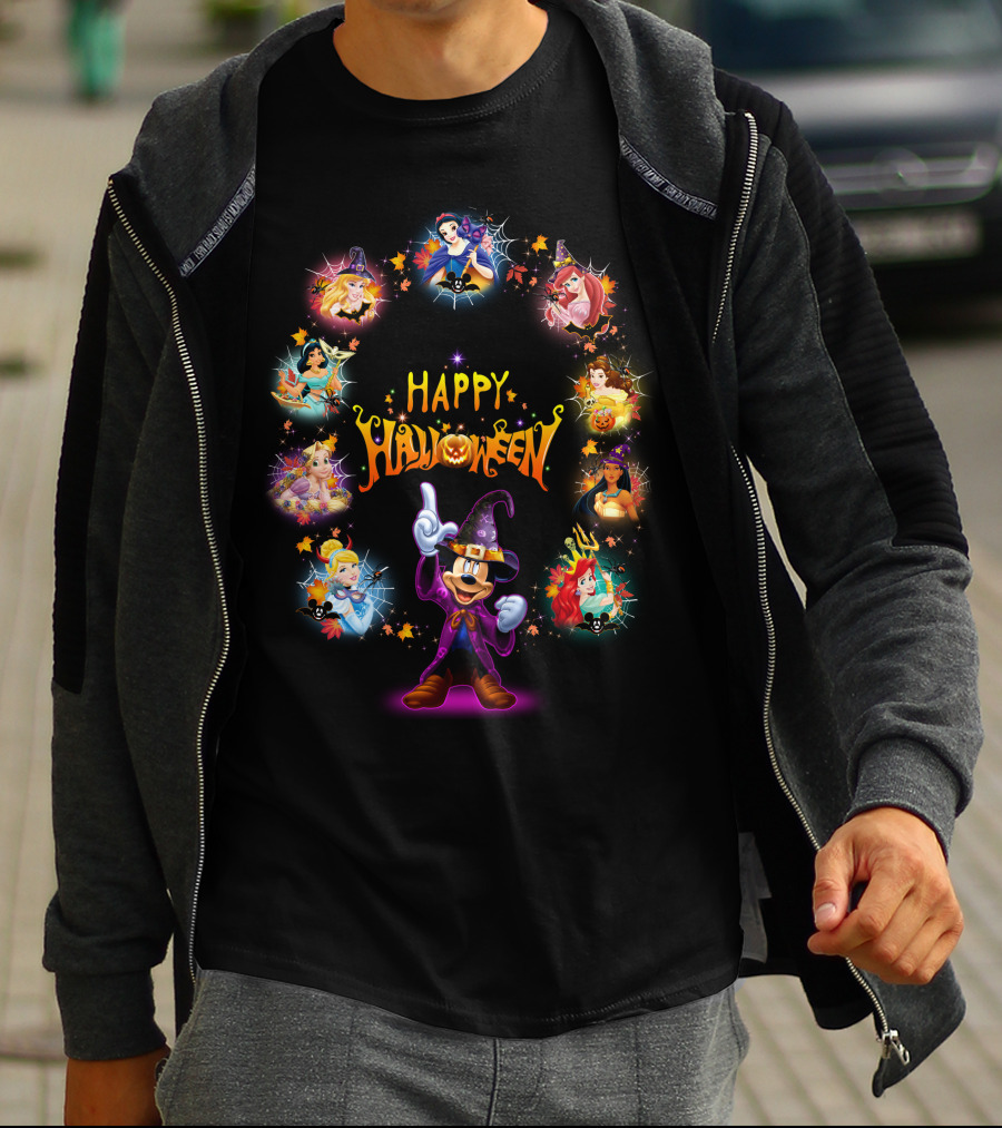 Happy Halloween Disney Princesses Mickey Halloween T-Shirt