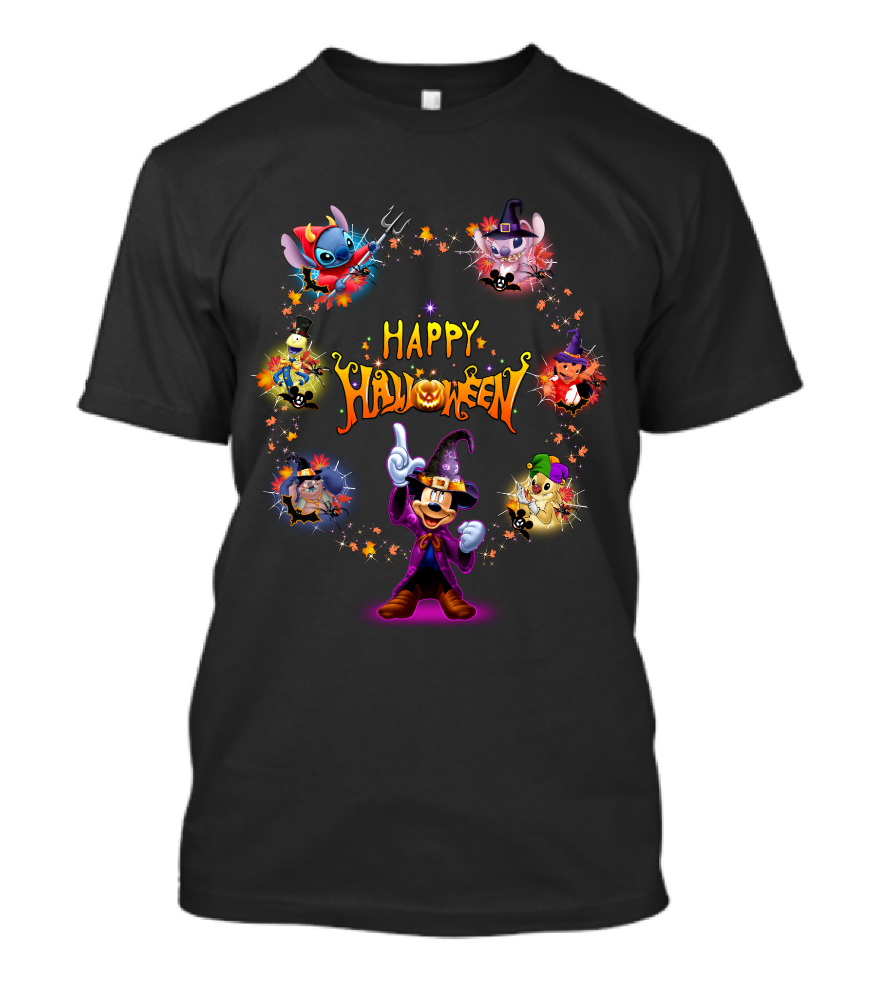 Happy Halloween Stitch Mickey Mouse Magic Circle T-Shirt