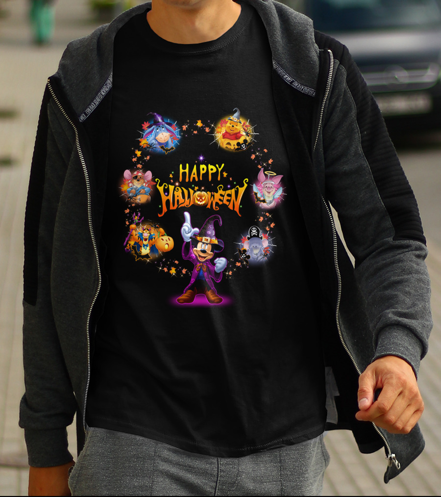 Happy Halloween Winnie The Pooh Disney Characters Magic Circle T-Shirt
