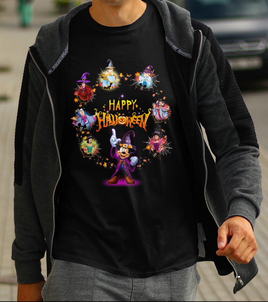 Happy Halloween Disney Mickey Mouse Cinderella Witch Costumes T-Shirt