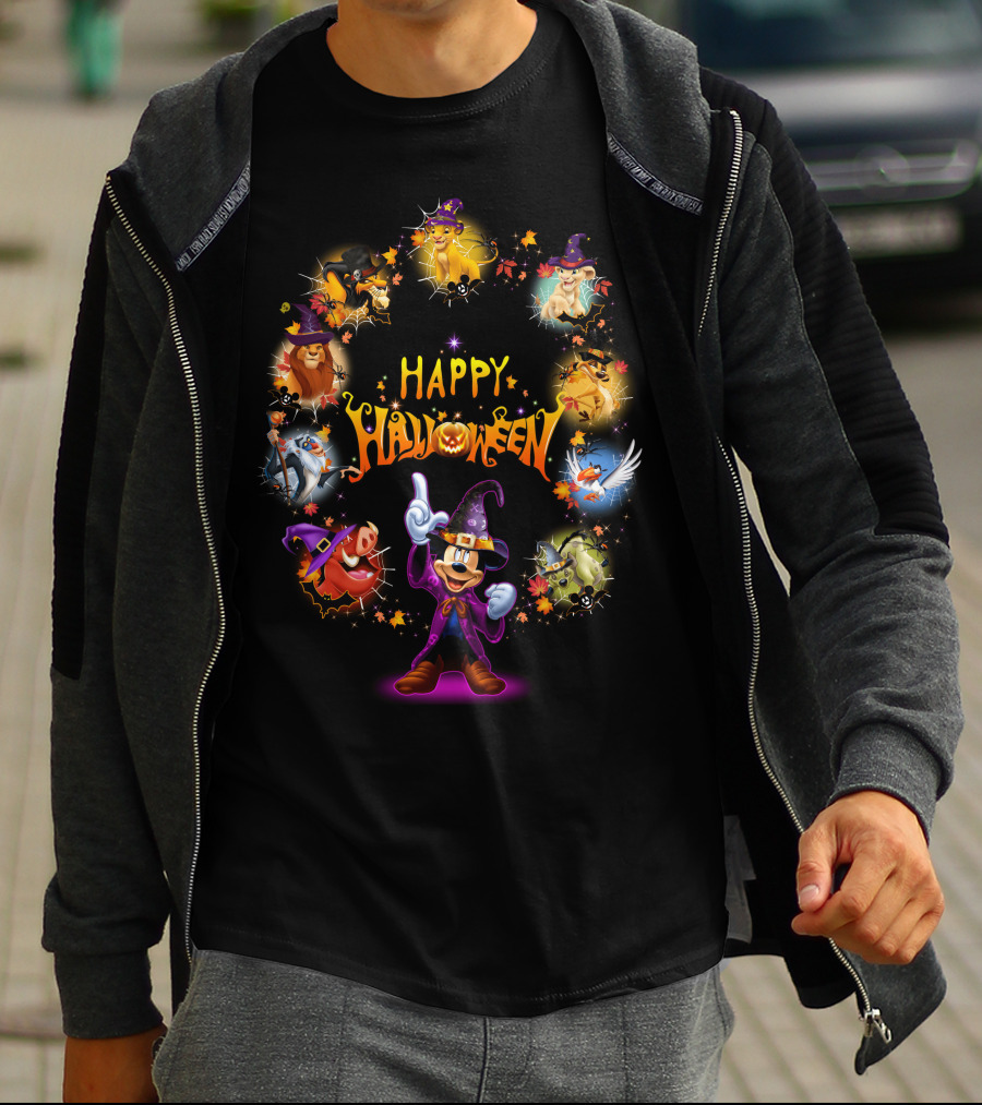 Happy Halloween Lion King Disney Characters Magic Circle T-Shirt