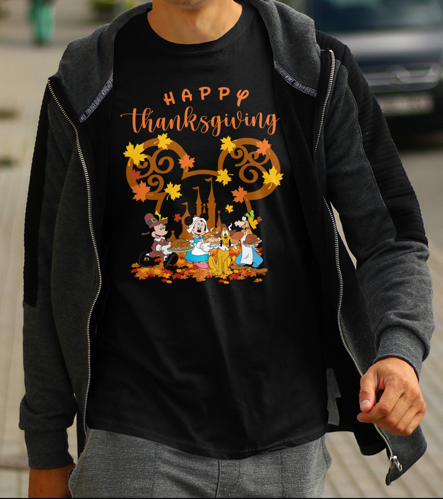 Happy Thanksgiving Mickey And Friends Disneyland Castle T-Shirt