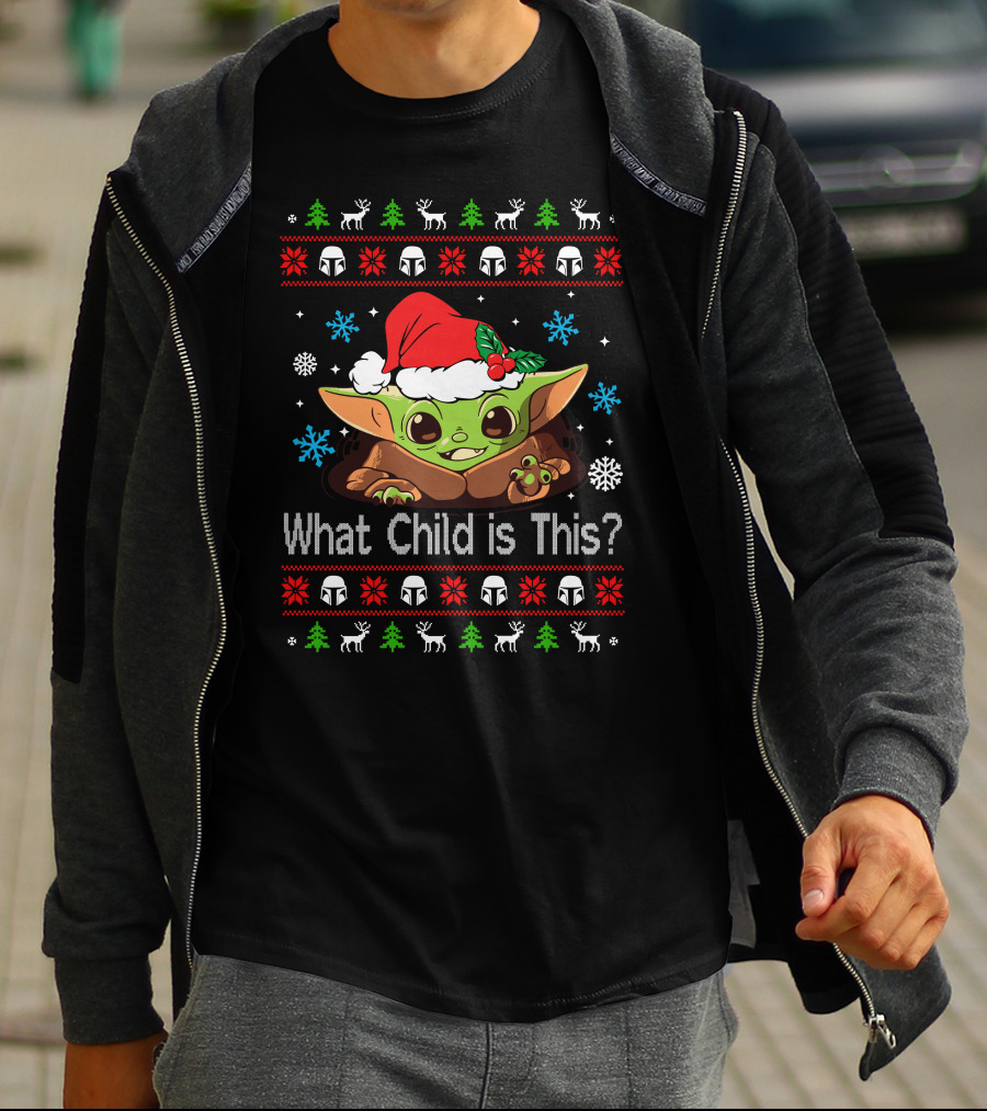 Baby Yoda What Child Is This Christmas T-Shirt