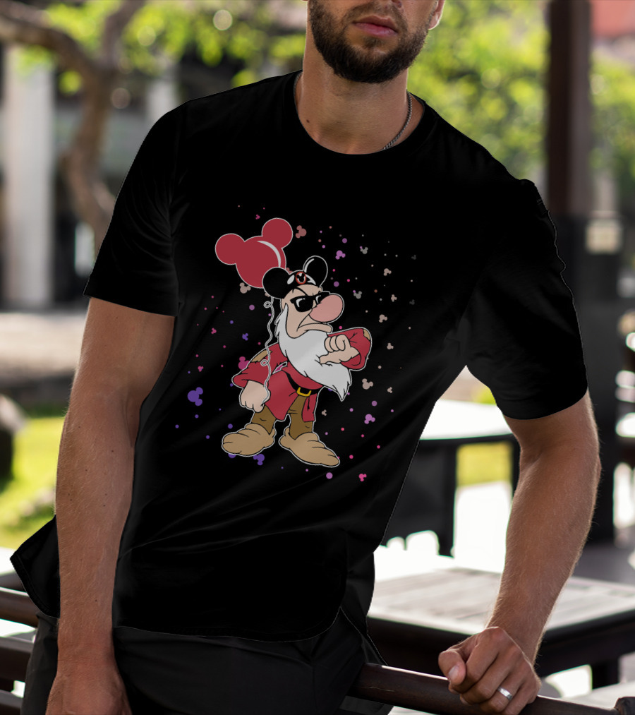 Grumpy With Mouse Ears Balloon And Confetti T-Shirt