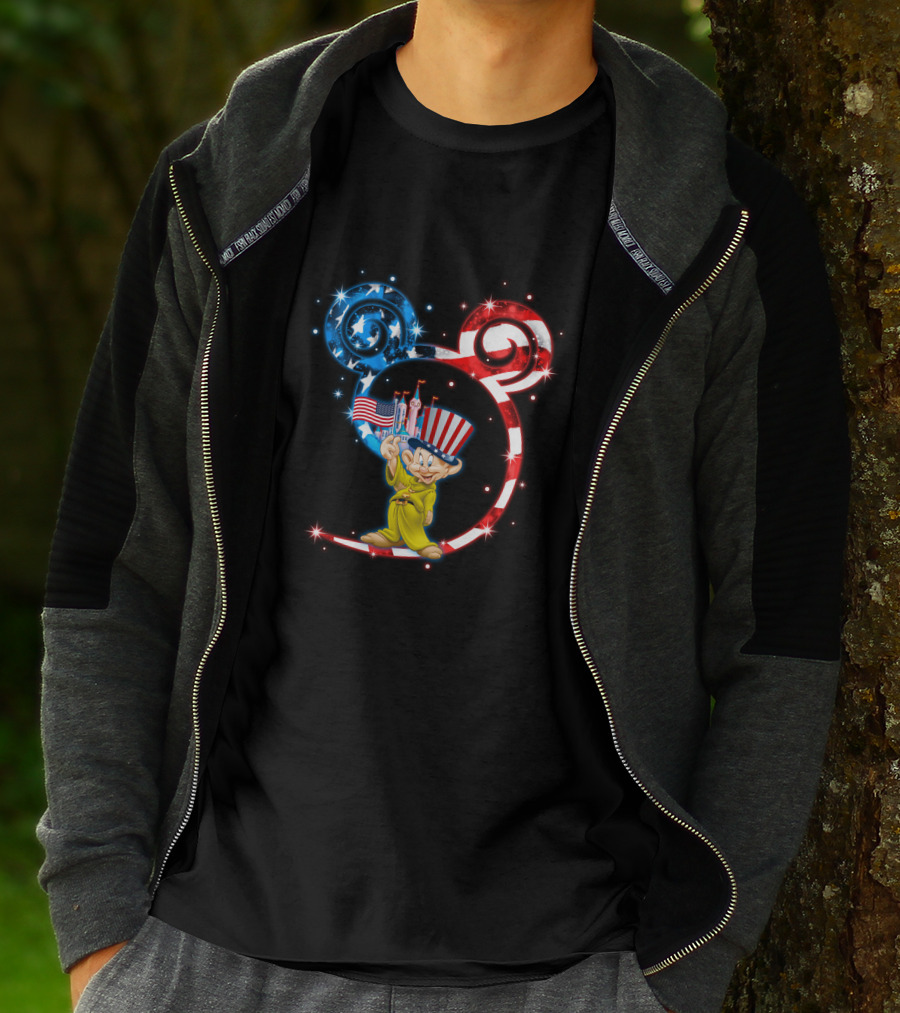 Dopey Patriotic Mickey Ears With American Flag And Hat T-Shirt
