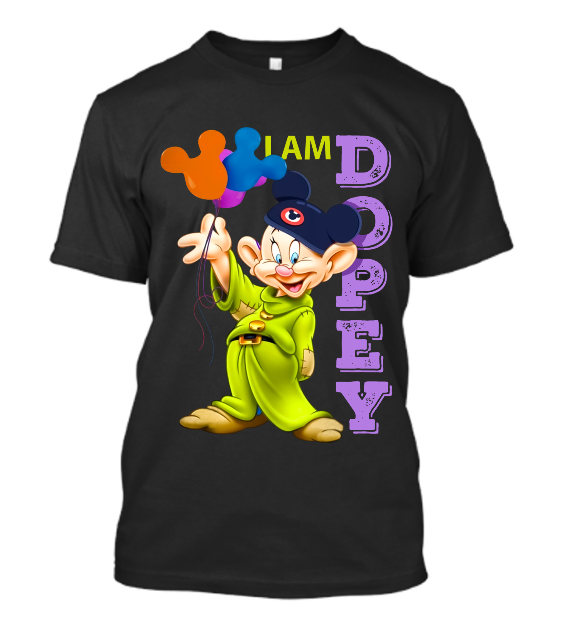 I Am Dopey Disney Character With Mickey Ears And Balloons T-Shirt