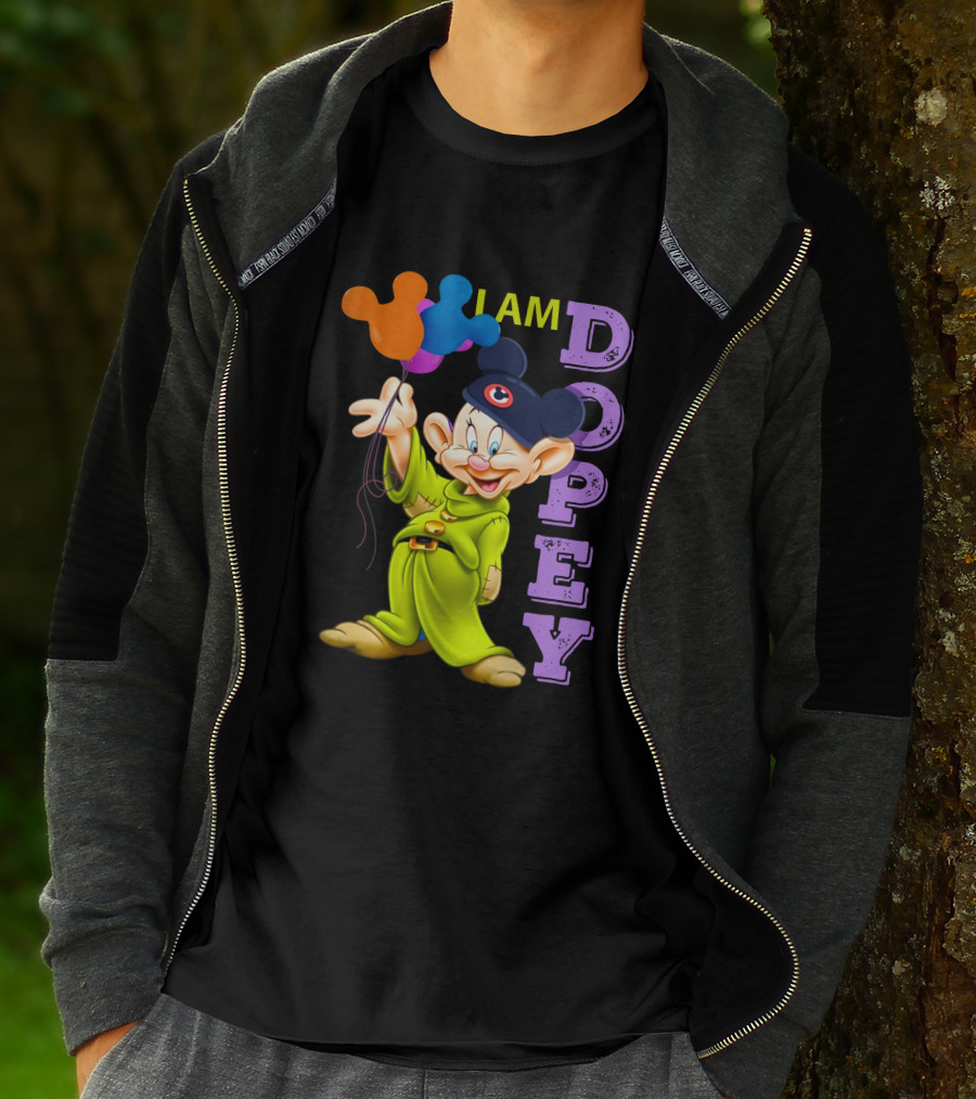 I Am Dopey Disney Character With Mickey Ears And Balloons T-Shirt