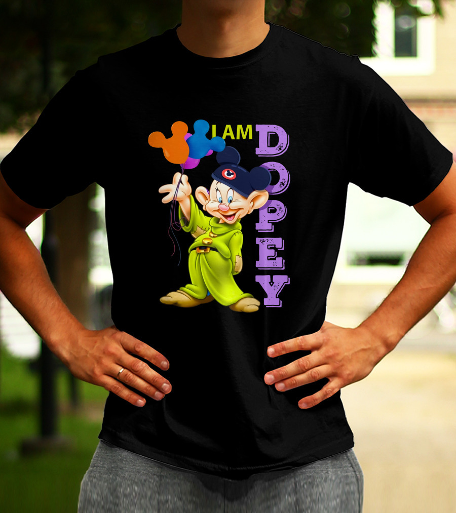 I Am Dopey Disney Character With Mickey Ears And Balloons T-Shirt
