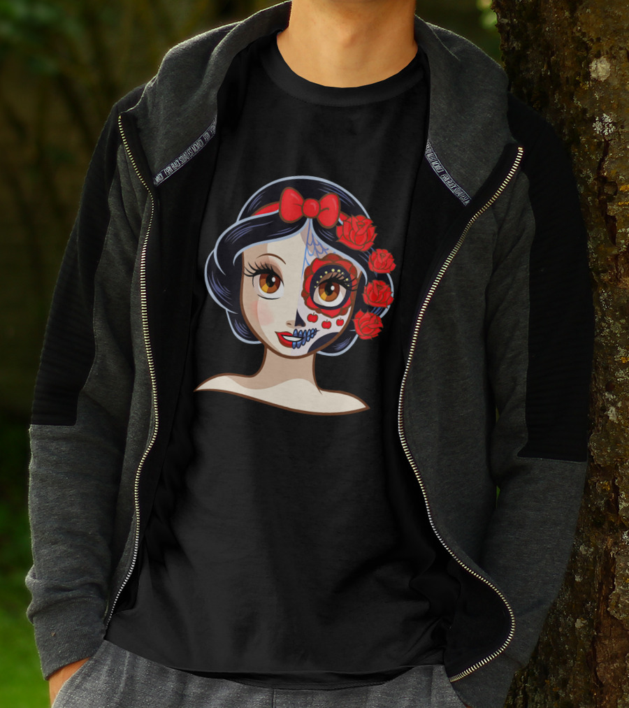 Snow White Sugar Skull Roses T-Shirt