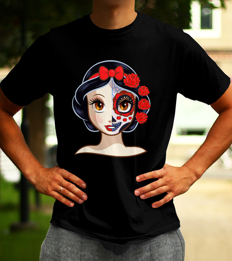 Snow White Sugar Skull Roses T-Shirt