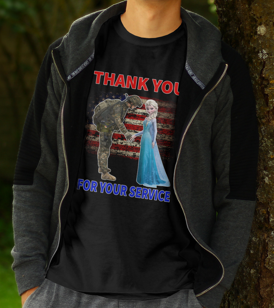 Thank You For Your Service Elsa Soldier American Flag T-Shirt