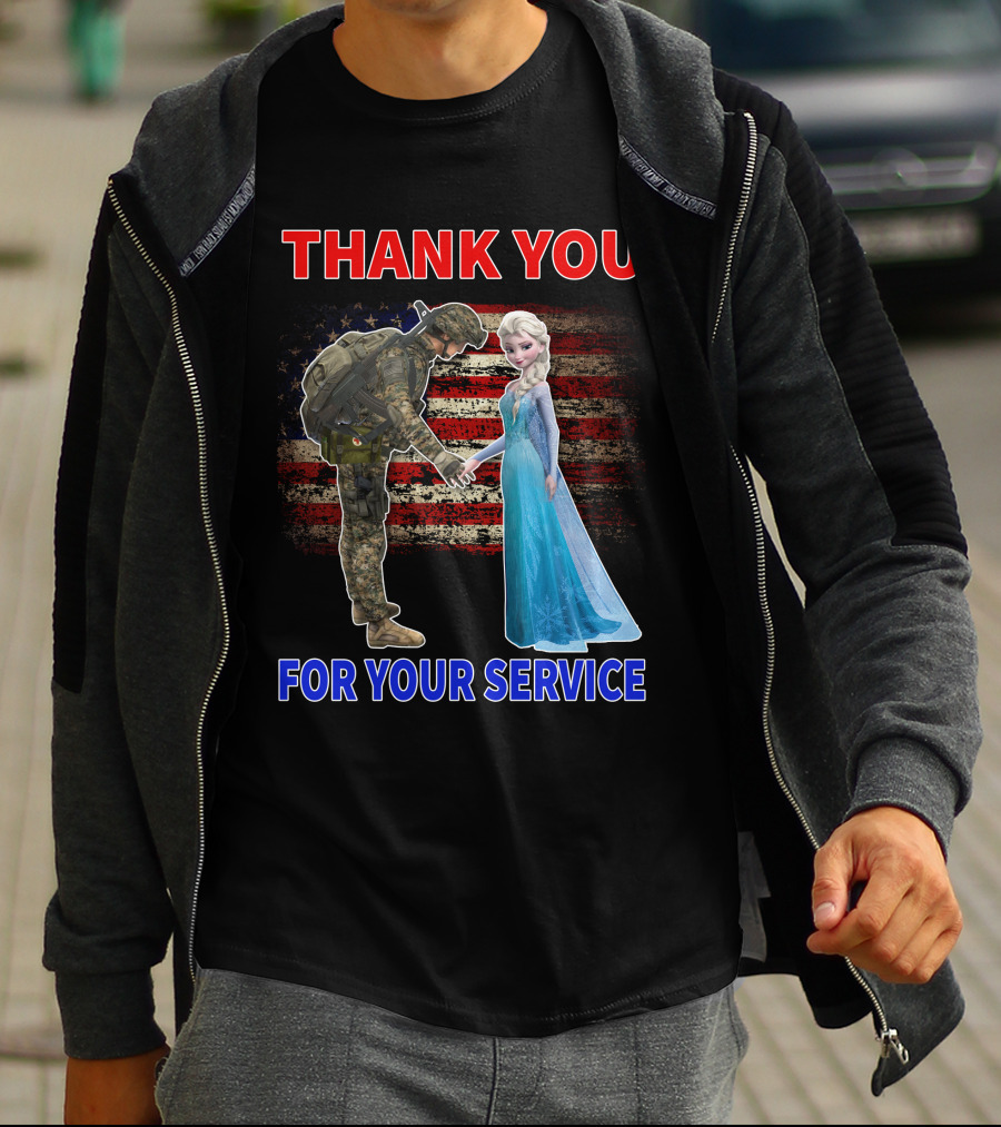 Thank You For Your Service Elsa Soldier American Flag T-Shirt