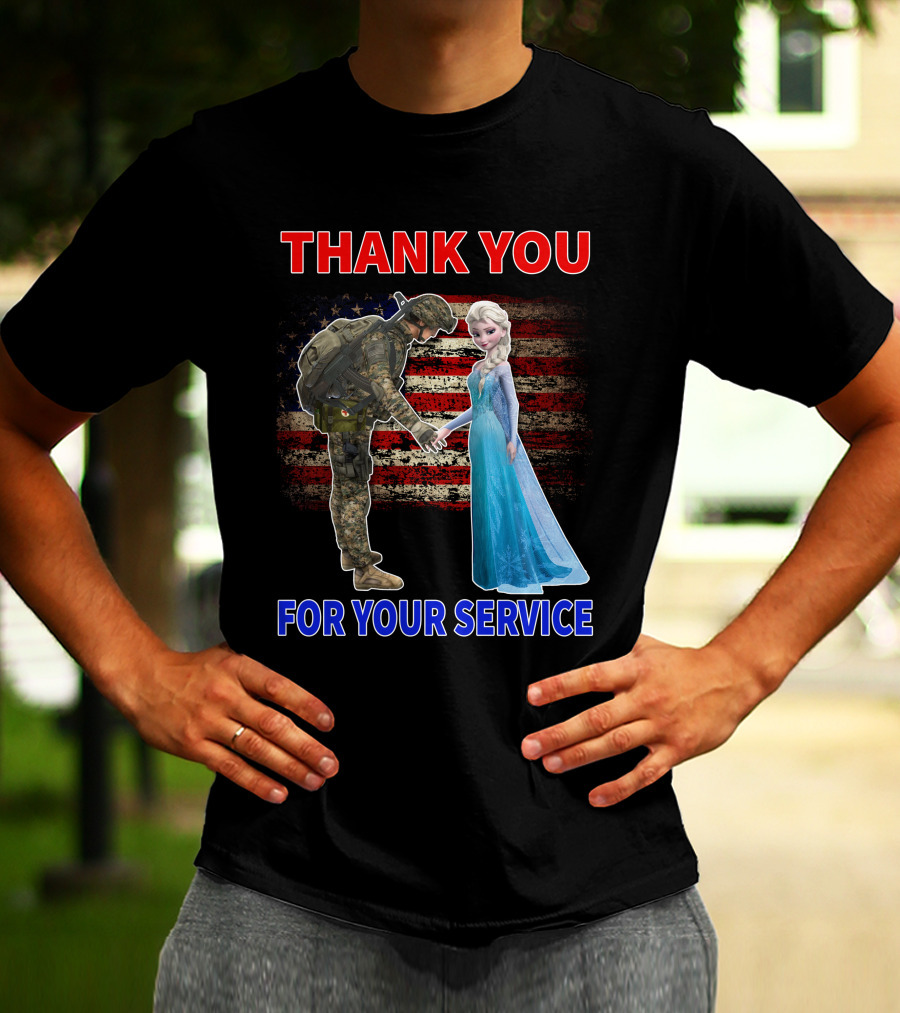 Thank You For Your Service Elsa Soldier American Flag T-Shirt