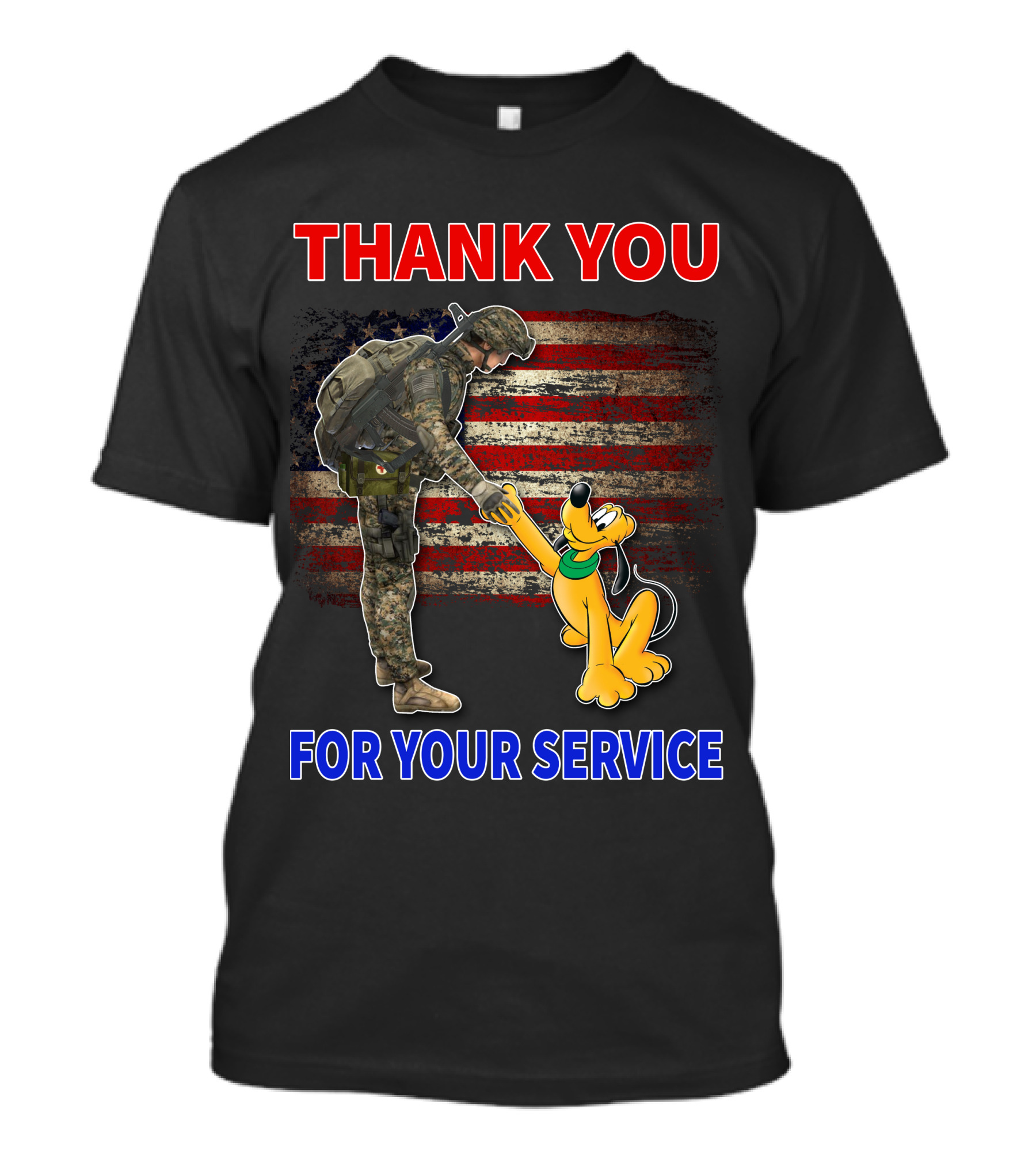 THANK YOU FOR YOUR SERVICE PLUTO SOLDIER AMERICAN FLAG T-Shirt