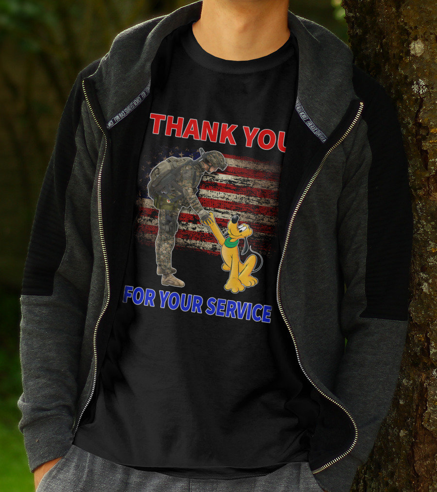 THANK YOU FOR YOUR SERVICE PLUTO SOLDIER AMERICAN FLAG T-Shirt