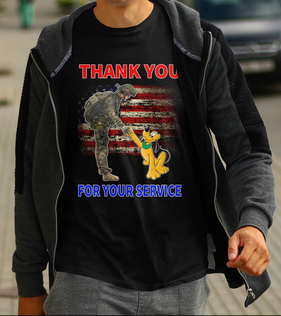 THANK YOU FOR YOUR SERVICE PLUTO SOLDIER AMERICAN FLAG T-Shirt