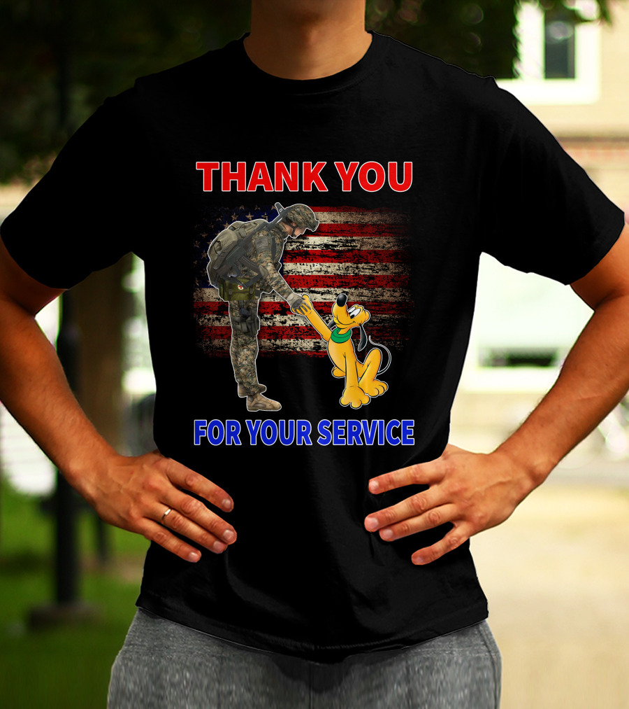 THANK YOU FOR YOUR SERVICE PLUTO SOLDIER AMERICAN FLAG T-Shirt