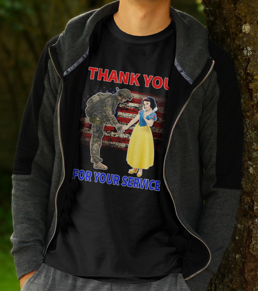 Thank You For Your Service Snow White Soldier Flag T-Shirt