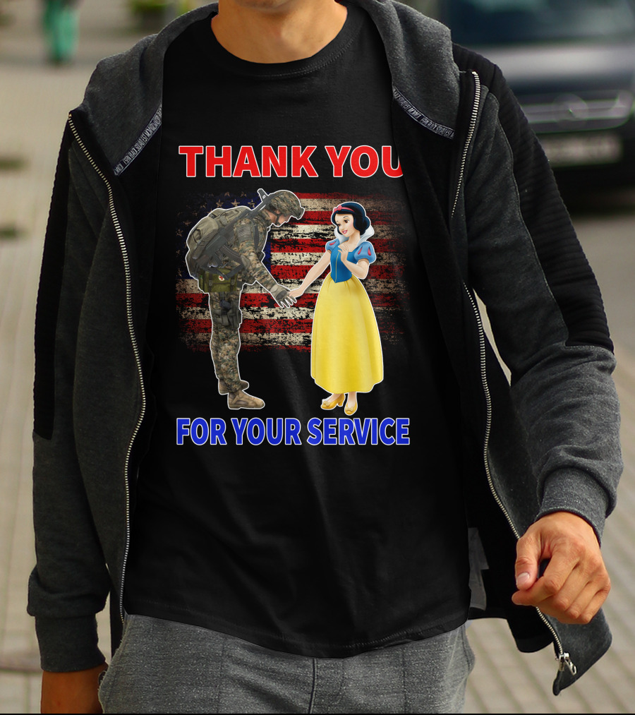 Thank You For Your Service Snow White Soldier Flag T-Shirt